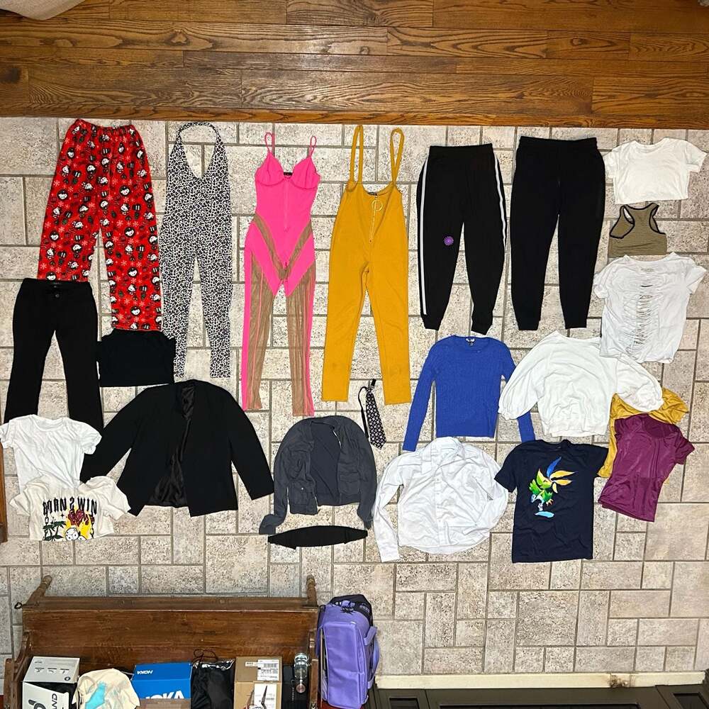 HUGE Bundle of clothes!! Size small, jumpsuits, tees, pants, mixed lot for resel